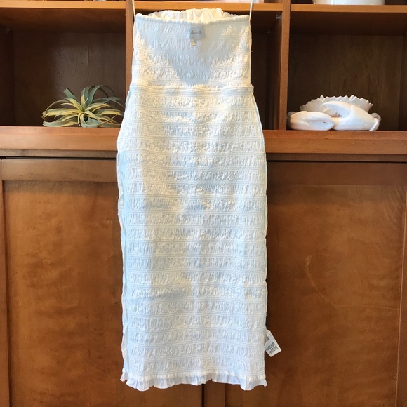 NWT CLEOBELLA ELODIE WHITE SMOCKED STRAPLESS MIDI DRESS - Picture 6 of 12